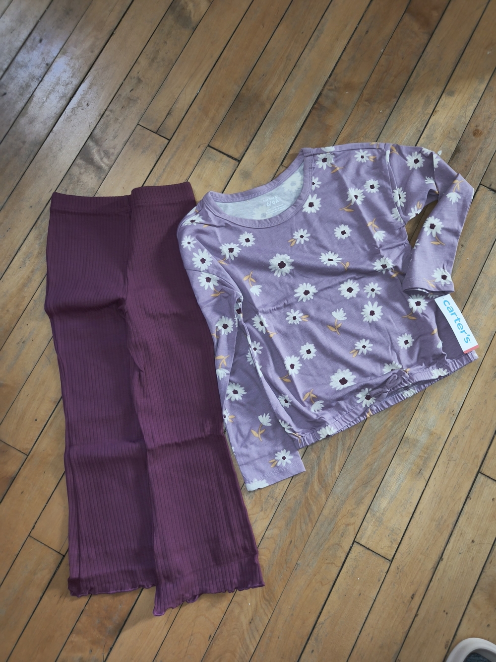 New! Carter's Purple Floral Long-Sleeve Pajama Set Size 6